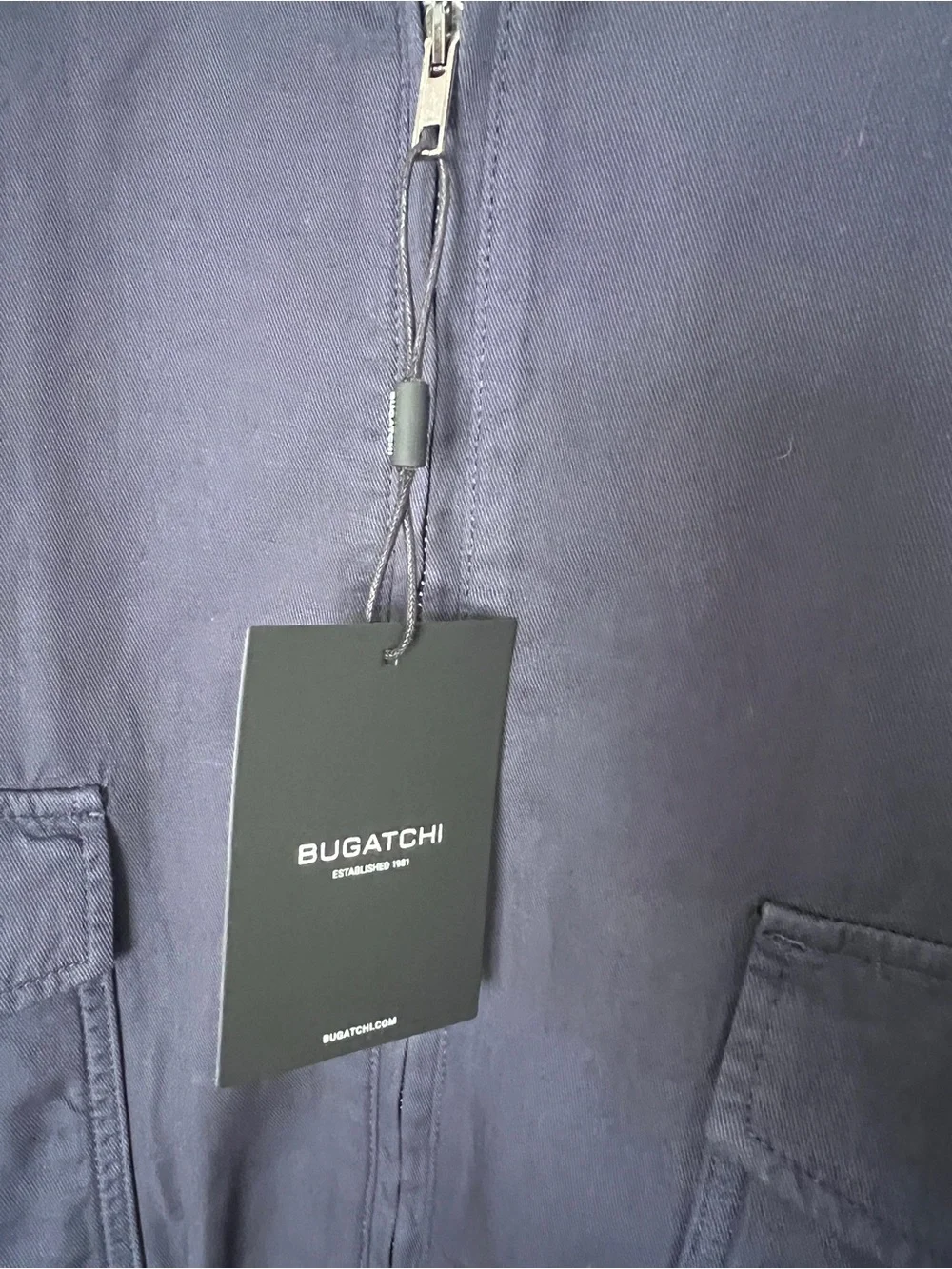 Bugatchi Navy Zip Front Linen Blend Men’s Bomber Jacket